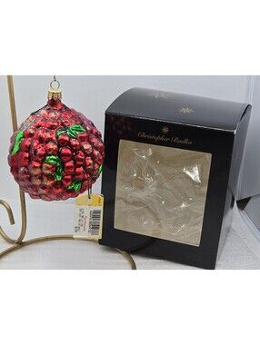 Christopher Radko Cranberry Frost Razzelberry Glass Ornament Jacobson's Tag Box